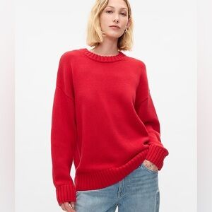 Gap 100% Cotton Oversized Boyfriend Sweater Modern Red